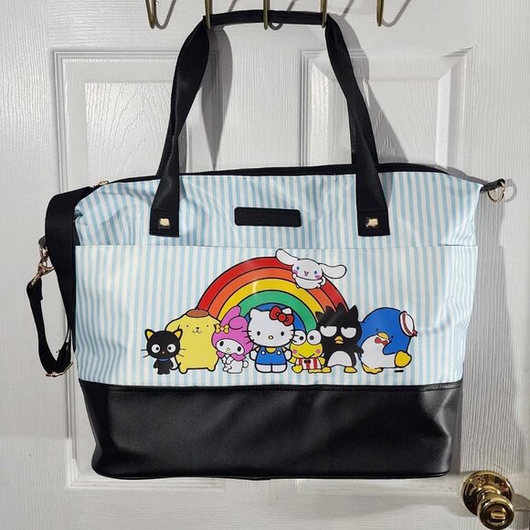 Bioworld Hello Kitty and Friends Rainbow Big Pinstripe Travel Tote Bag - Picture 1 of 3